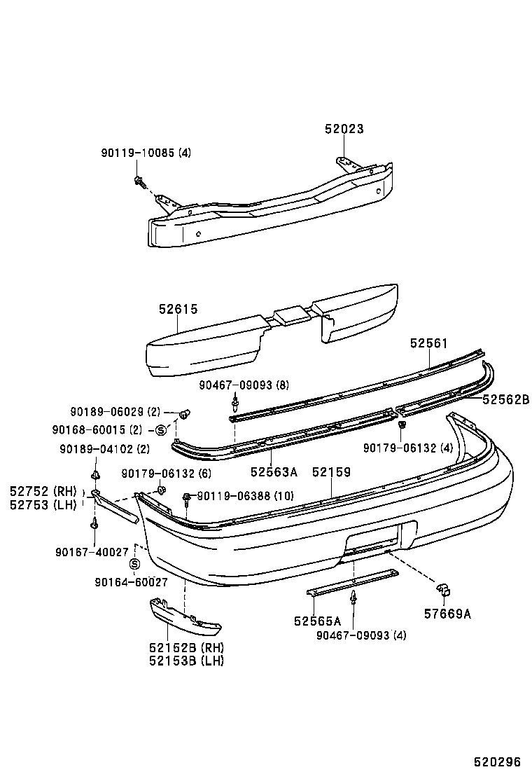 52159-17070-07 COVER, REAR BUMPER product image