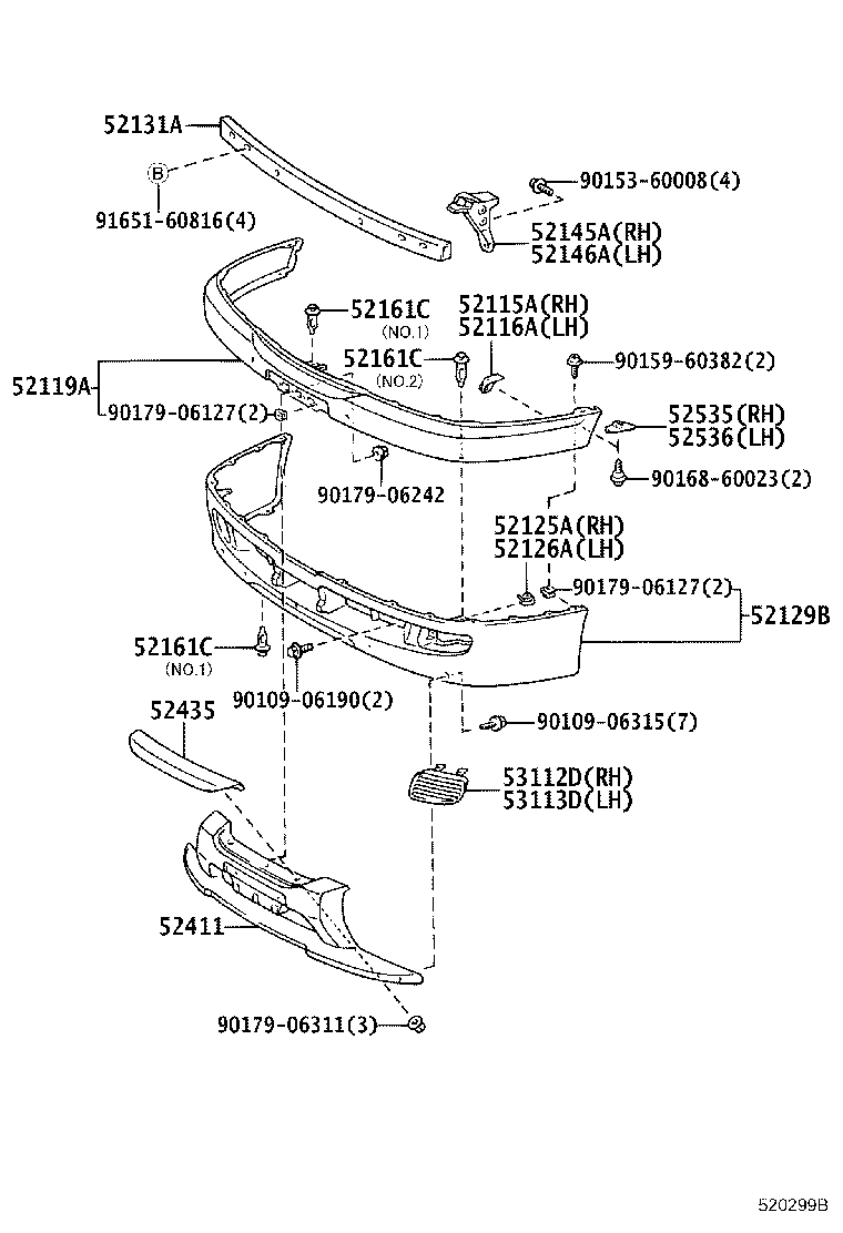 52145-21030 STAY, FRONT BUMPER, NO.2 RH product image