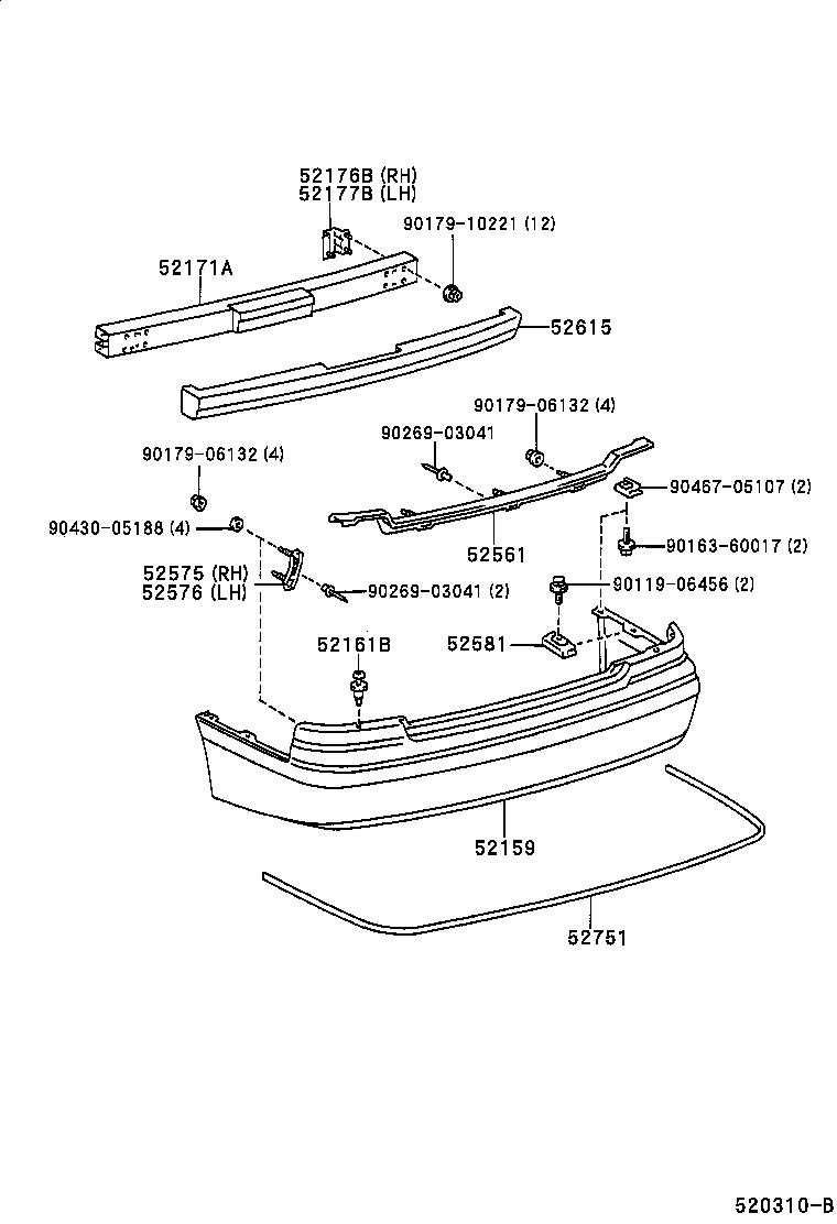 52015-AC010 ARM SUB-ASSY, REAR BUMPER, RH product image