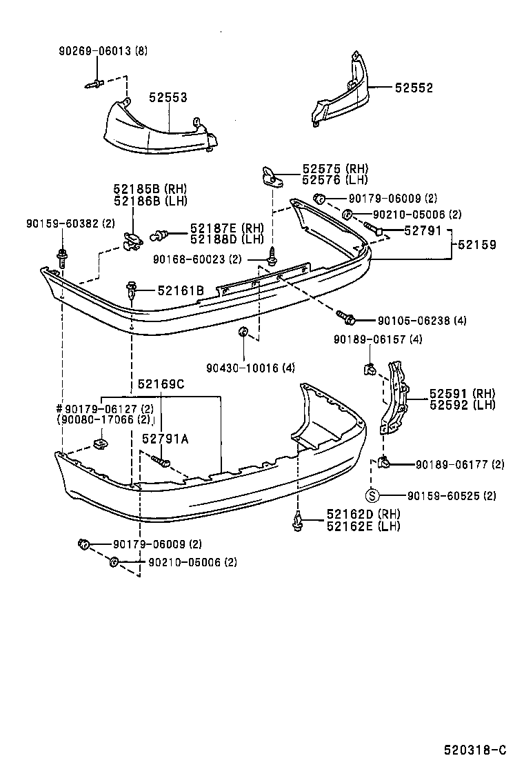 52185-05010 BRACKET, REAR BUMPER SIDE MOUNTING, RH product image