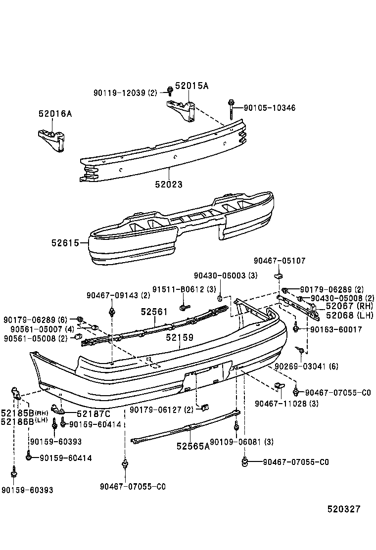 52015-06010 ARM SUB-ASSY, REAR BUMPER, RH product image