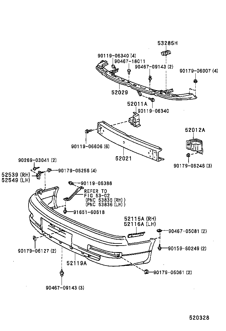 52526-06010 RETAINER, FRONT BUMPER, LOWER product image