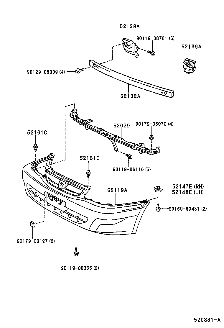 52014-16010 ARM SUB-ASSY, FRONT BUMPER, INNER LH product image