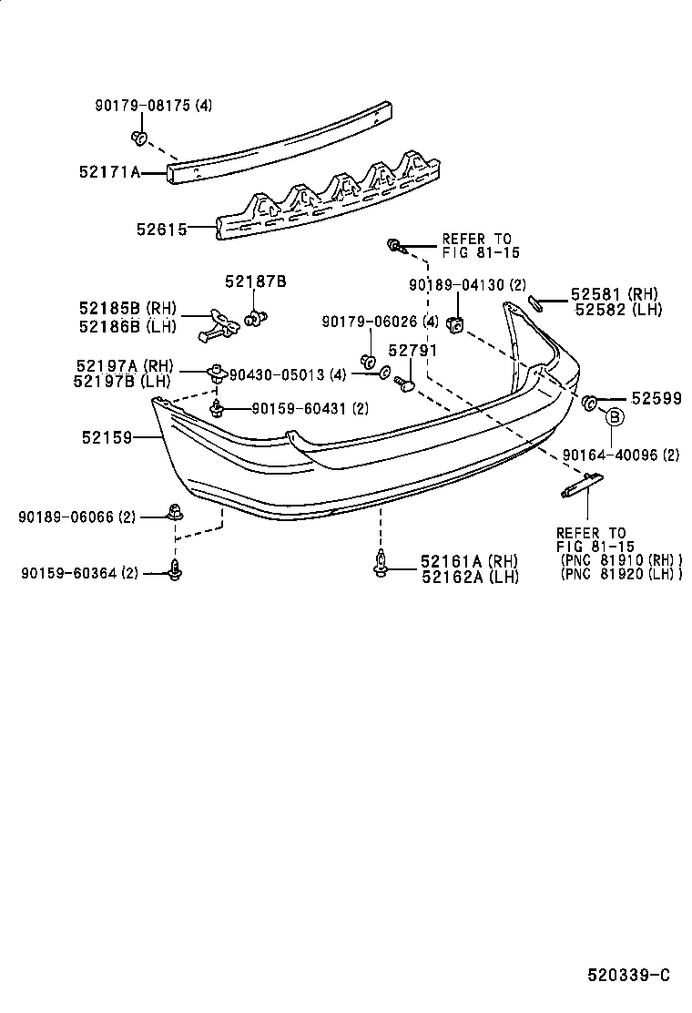 52171-48010 REINFORCEMENT, REAR BUMPER, NO.1 product image