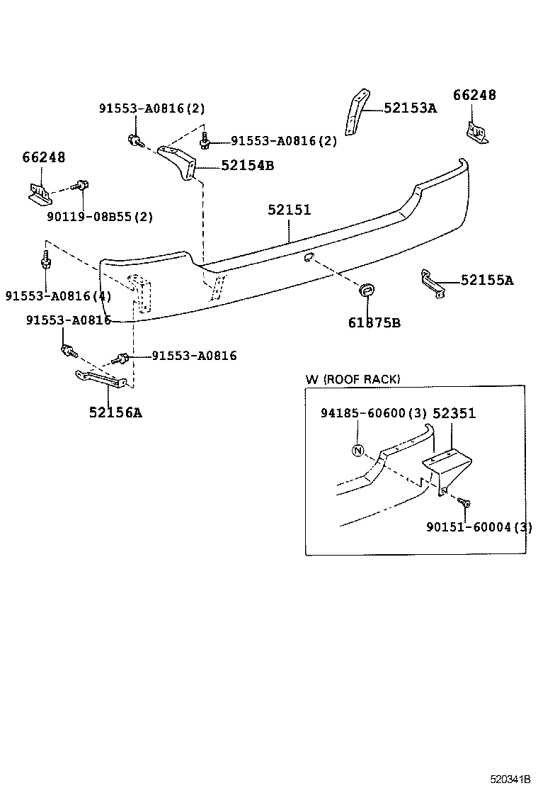 52067-36010 SUPPORT, REAR BUMPER SIDE, RH product image