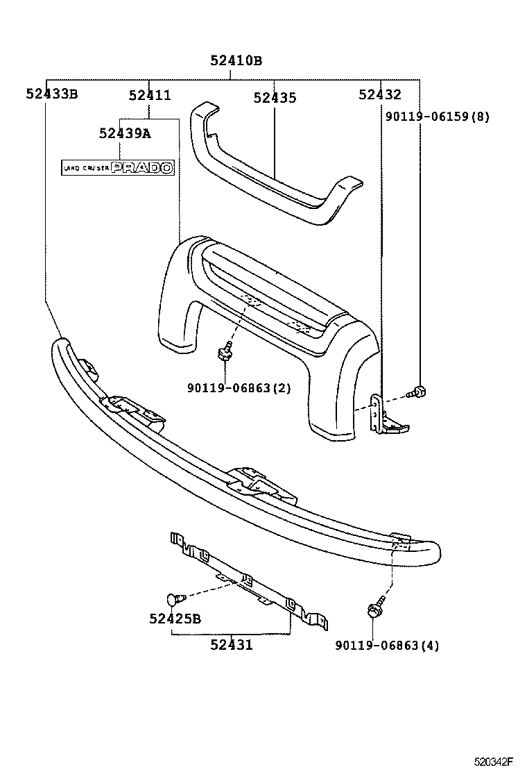 52411-60090-B0 GUARD, FRONT BUMPER product image