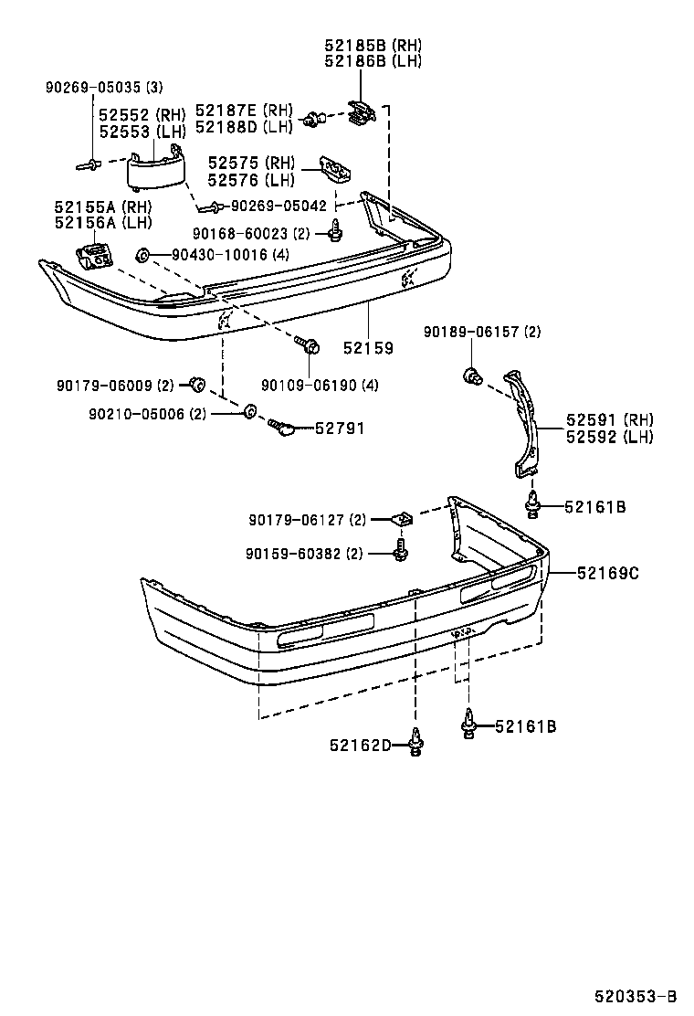 52159-20860 COVER, REAR BUMPER product image