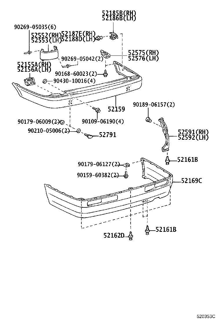 52159-20810-E2 COVER, REAR BUMPER product image