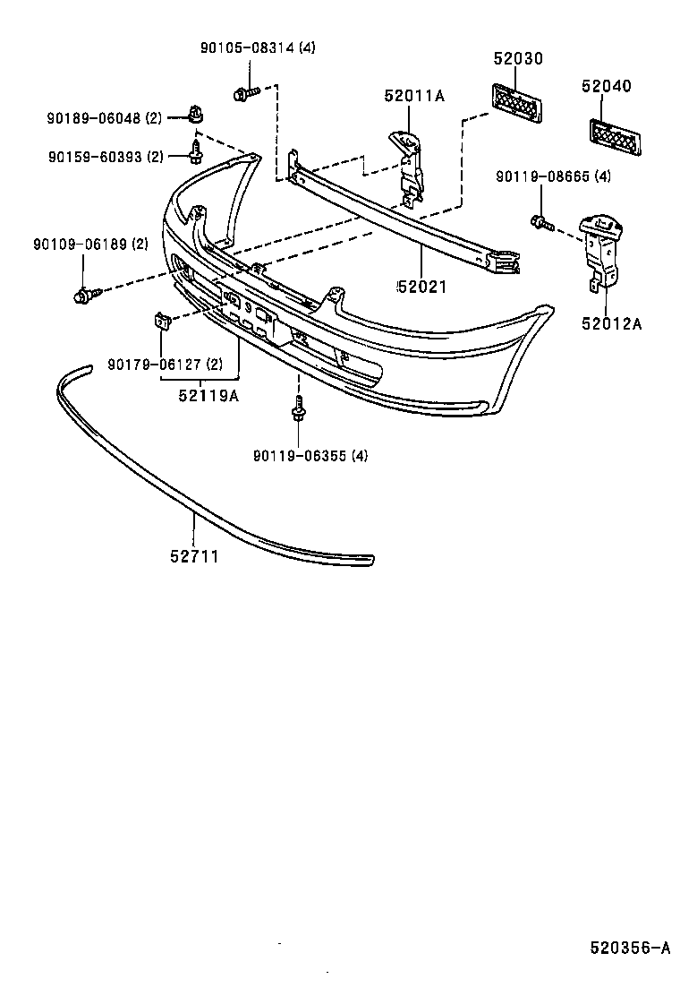 52021-10060 REINFORCEMENT SUB-ASSY, FRONT BUMPER product image