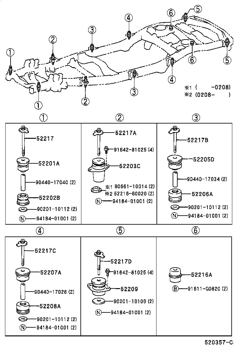 Toyota 52202-60030 CUSHIION SUB-ASSY, CAB MOUNTING, NO.1 LOWER