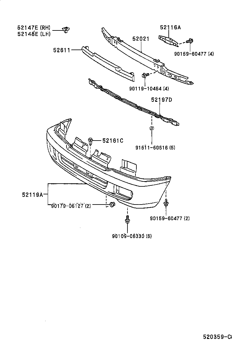 Toyota 52611-60010 ABSORBER, FRONT BUMPER ENERGY