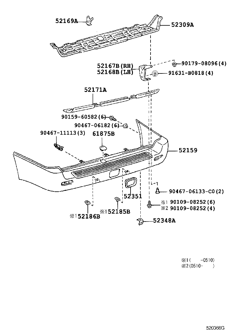 52167-60040 BRACKET, REAR BUMPER EXTENSION MOUNTING, RH product image