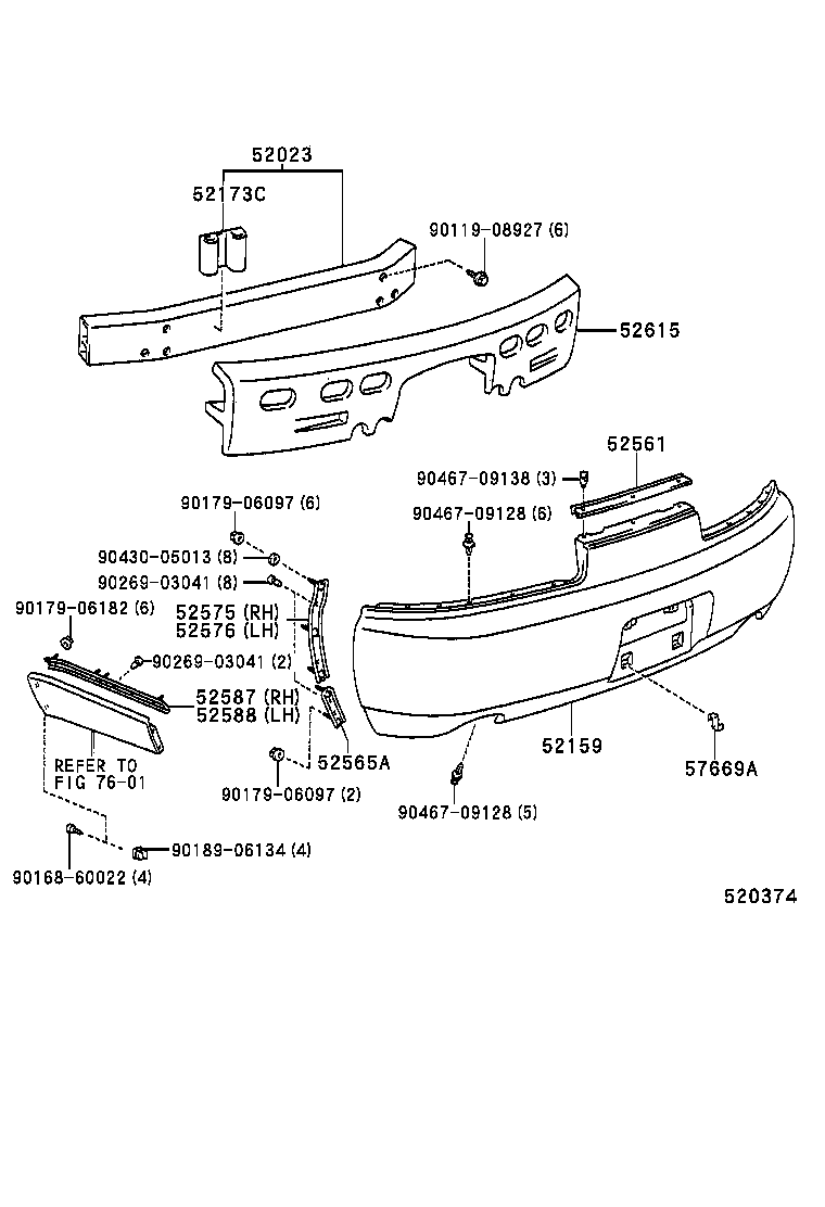 52159-24040-D2 COVER, REAR BUMPER product image