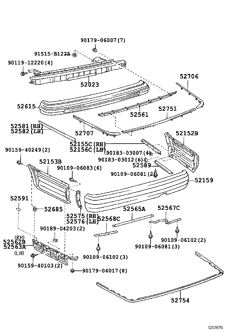 52159-30140-B2 COVER, REAR BUMPER product image