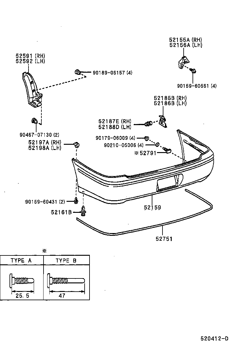 52591-32030 SEAL, REAR BUMPER SIDE, RH product image