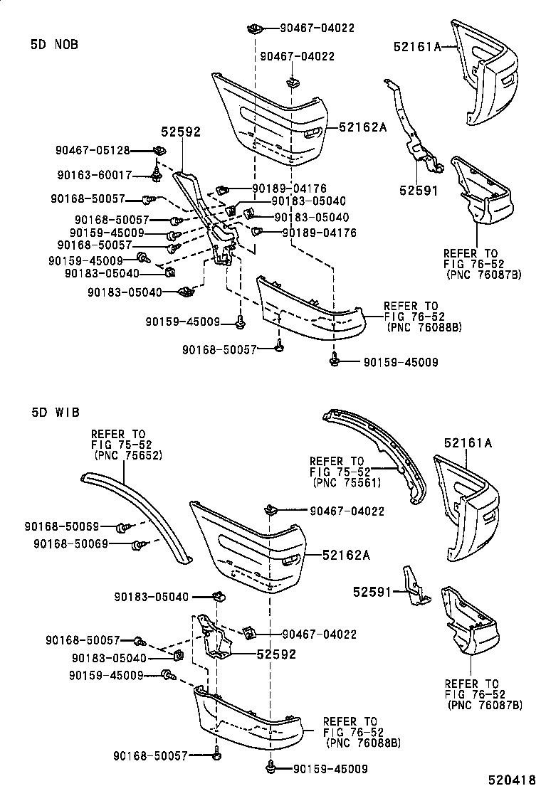 52576-42010 SEAL, REAR BUMPER SIDE, LH product image