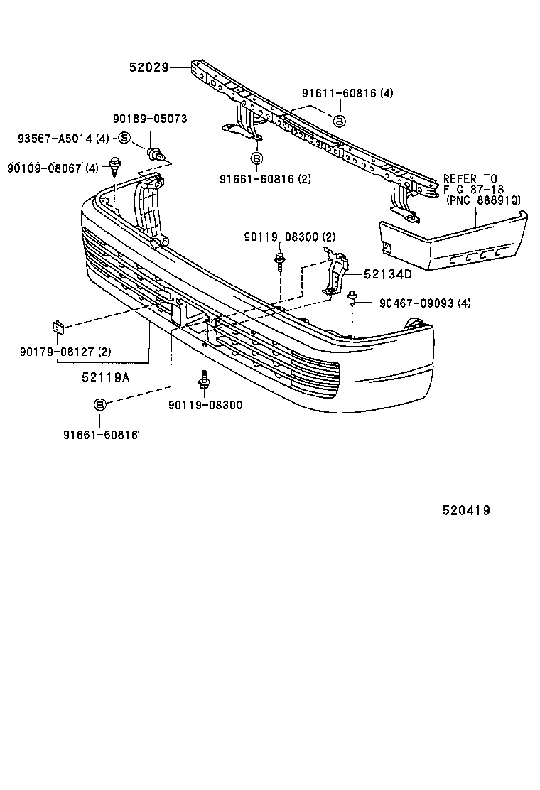 52029-28030 REINFORCEMENT SUB-ASSY, FRONT BUMPER, UPPER product image