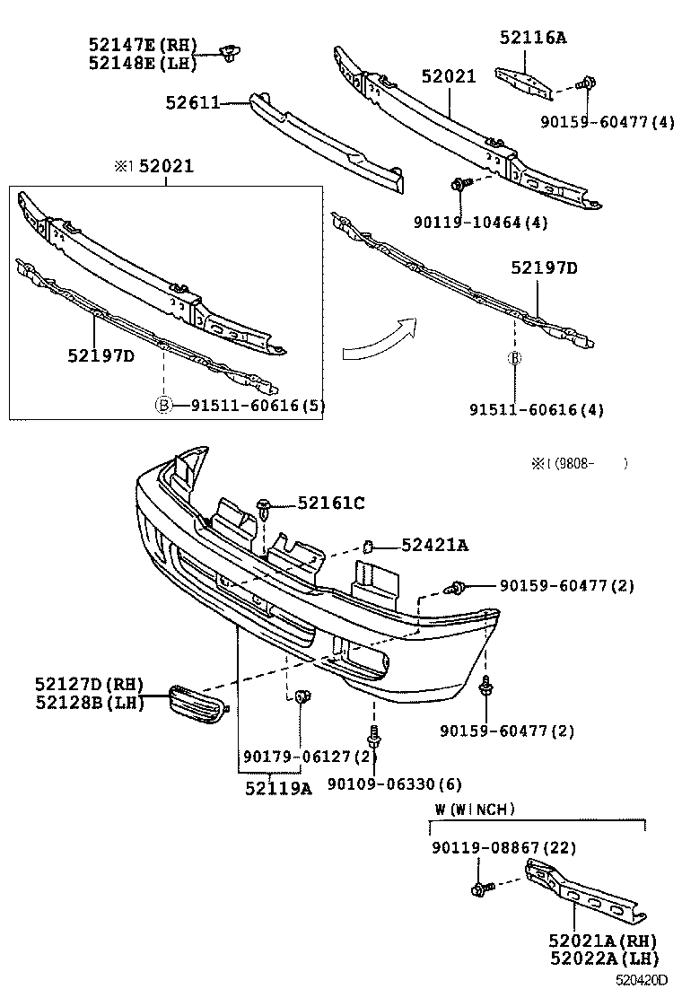 52138-60060 BRACKET, FRONT BUMPER ARM MOUNTING, NO.4 product image