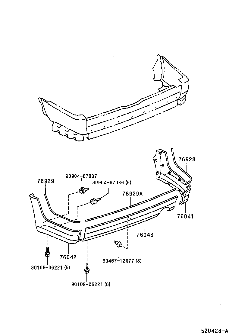 52107-35140 EXTENSION, REAR BUMPER, LH product image