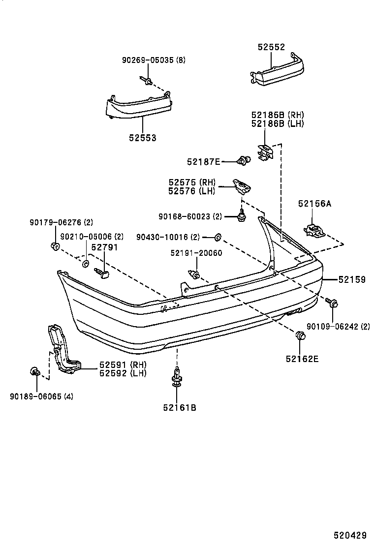 52159-20820 COVER, REAR BUMPER product image