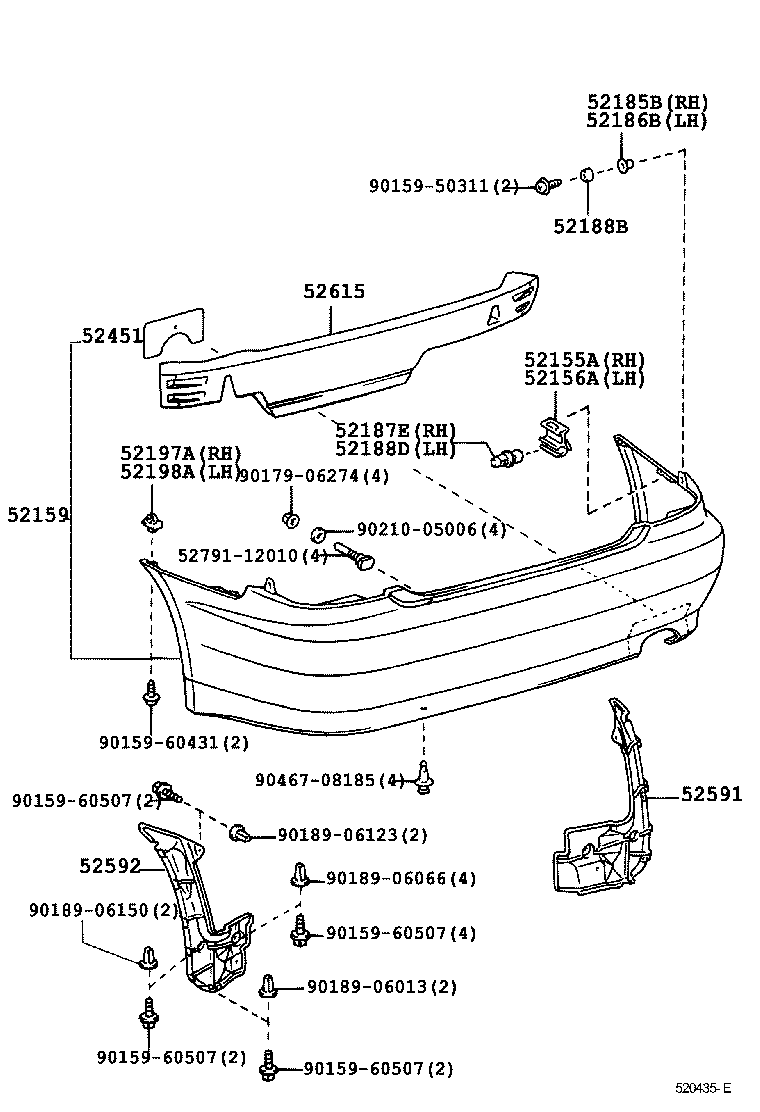 52171-53030 REINFORCEMENT, REAR BUMPER, NO.1 product image