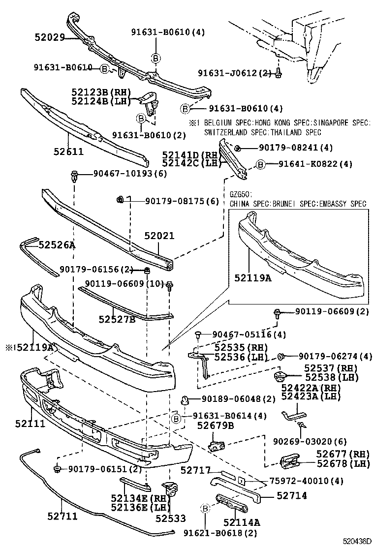 52021-40010 REINFORCEMENT SUB-ASSY, FRONT BUMPER product image
