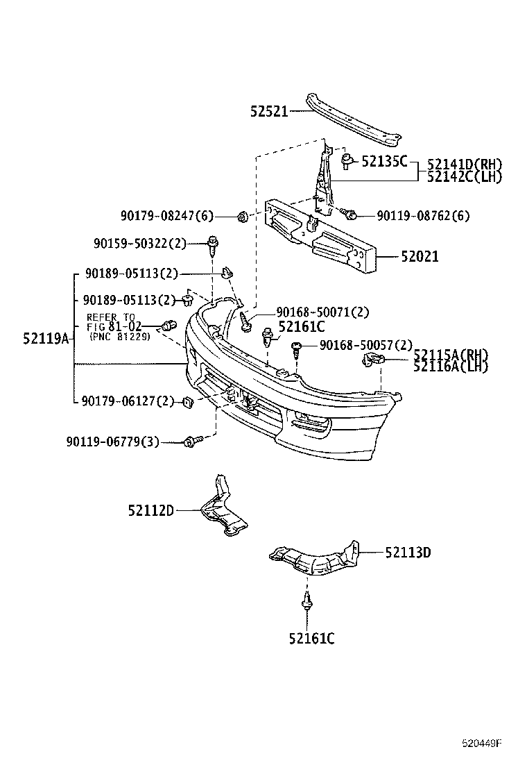 52128-28040 COVER, FRONT BUMPER HOLE, LH product image