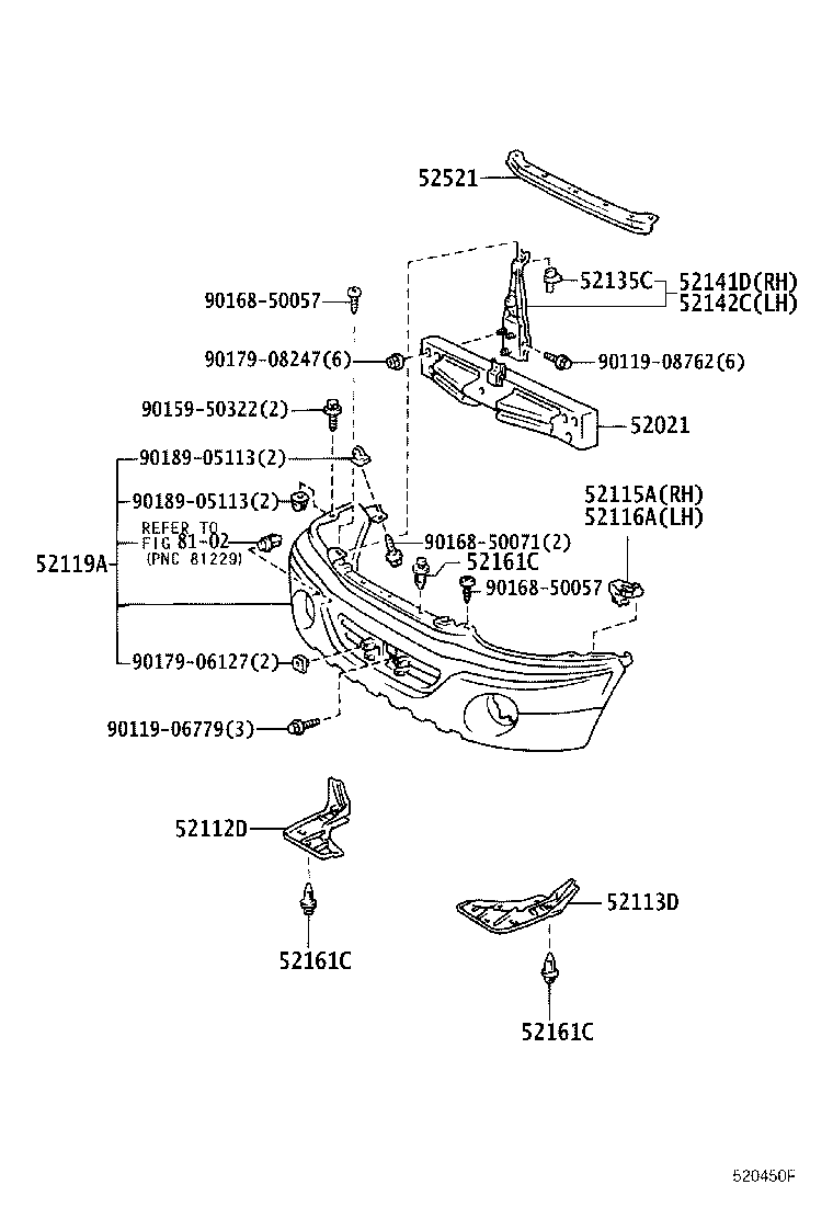 52128-28040 COVER, FRONT BUMPER HOLE, LH product image
