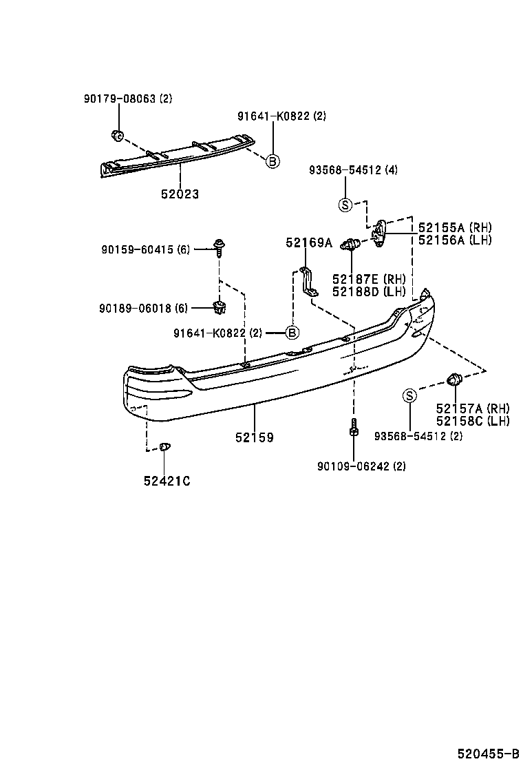 52155-0B010 SUPPORT, REAR BUMPER SIDE, RH product image