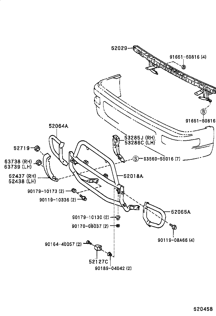 52029-28030 REINFORCEMENT SUB-ASSY, FRONT BUMPER, UPPER product image