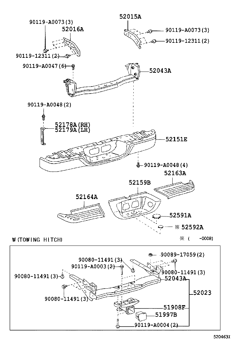 Toyota 52151-0C902 BAR, REAR BUMPER