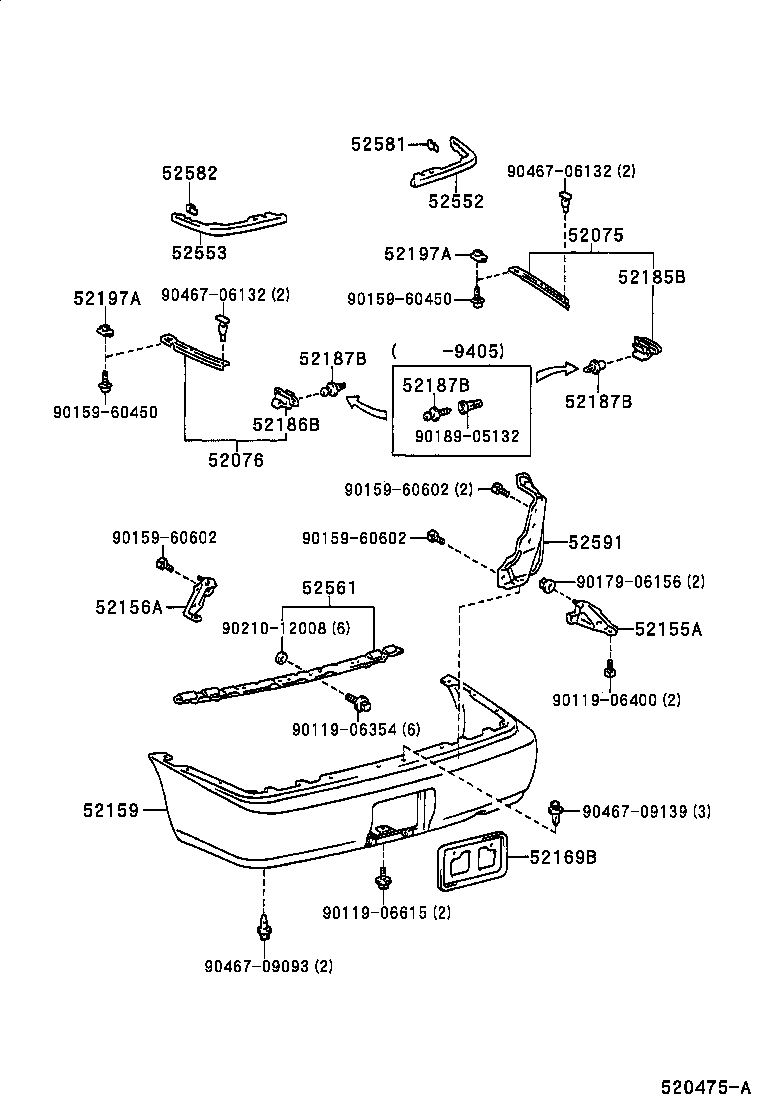 52185-12150 BRACKET, REAR BUMPER SIDE MOUNTING, RH product image