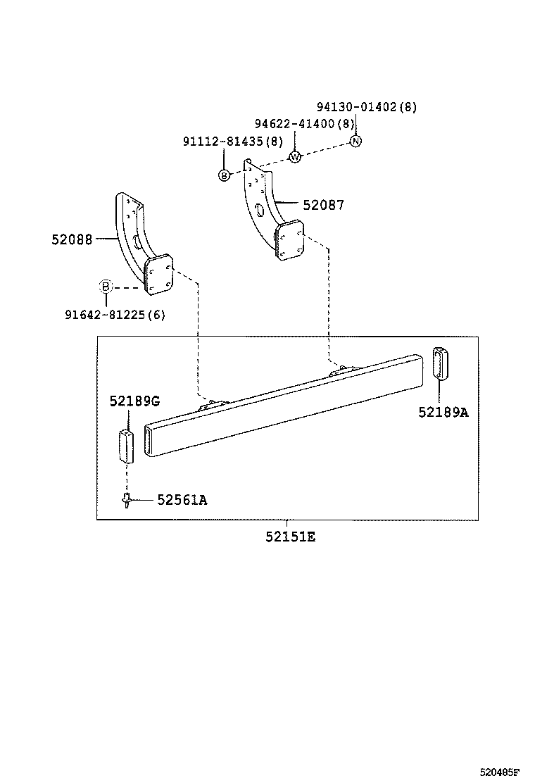 52087-37170 STAY SUB-ASSY, REAR BUMPER SIDE, RH product image