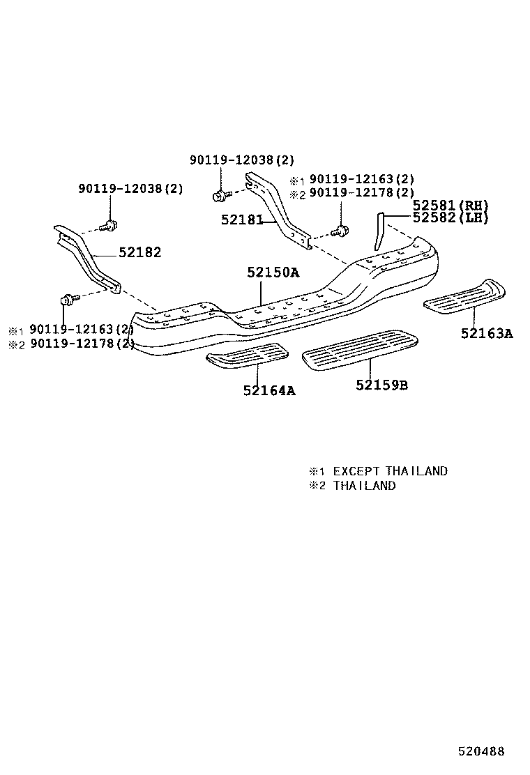 52181-04020 ARM, REAR BUMPER, RH product image
