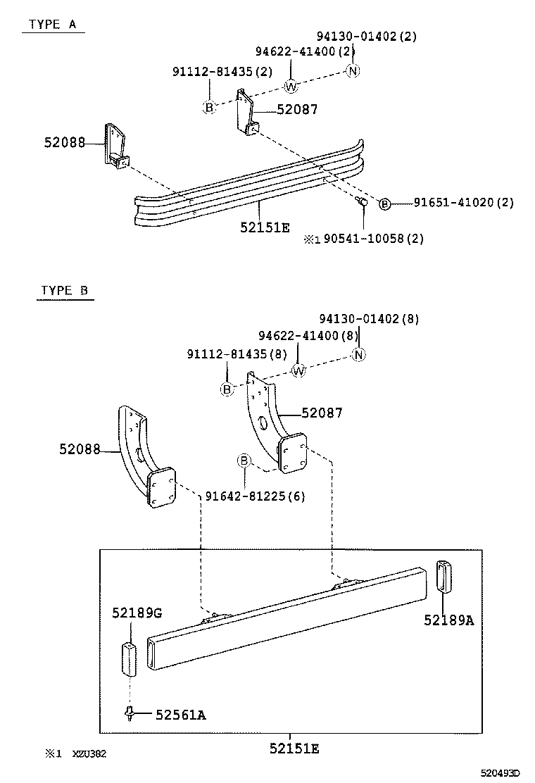 52105-37360 BAR, REAR BUMPER product image