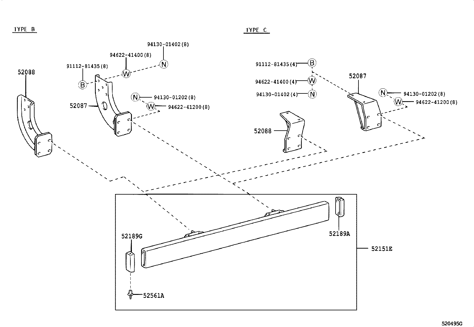 52105-37360 BAR, REAR BUMPER product image