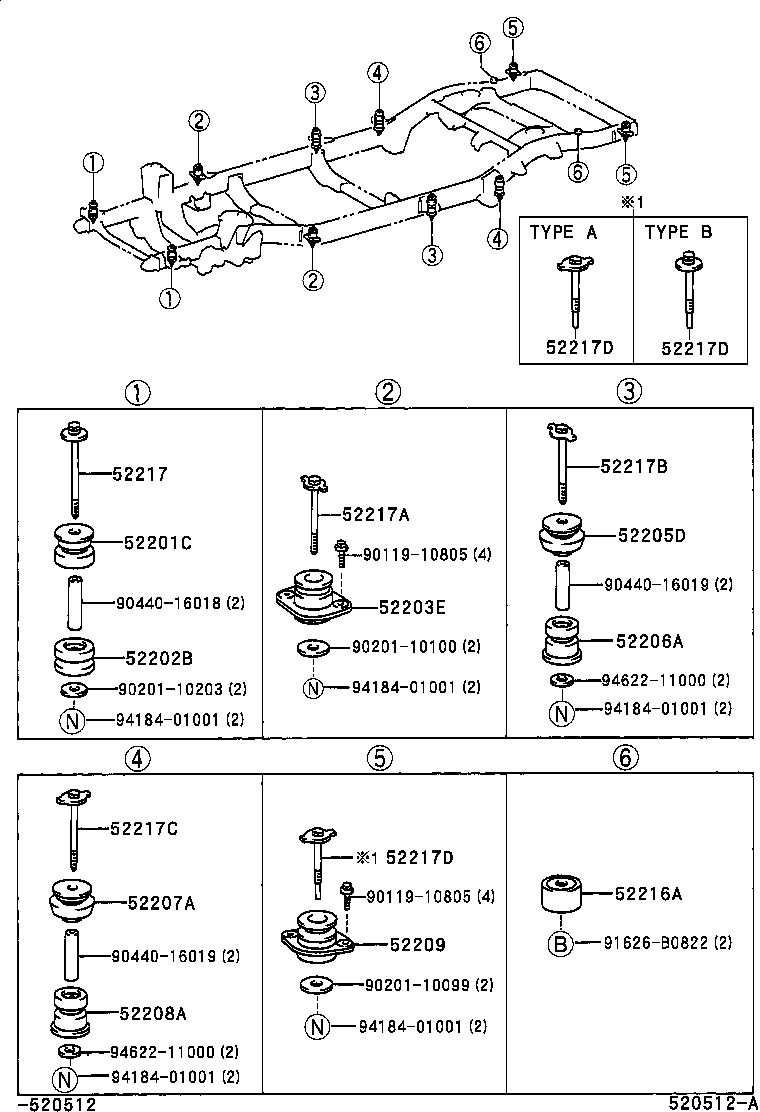 52217-35130 BOLT, BODY MOUNTING product image