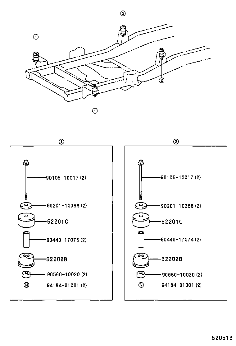 52201-27030 CUSHIION SUB-ASSY, CAB MOUNTING, NO.1 UPPER product image