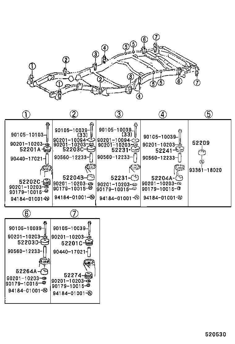 52201-60030 CUSHION SUB-ASSY, CAB MOUNTING, NO.2 UPPER product image