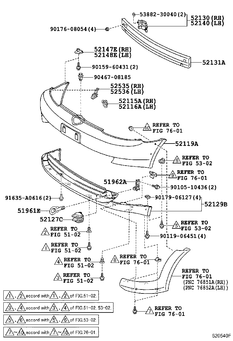 Toyota 52535-52030 RETAINER, FRONT BUMPER SIDE, RH