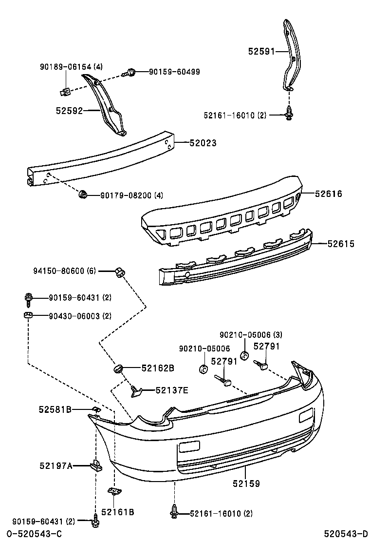 52159-20942 COVER, REAR BUMPER product image
