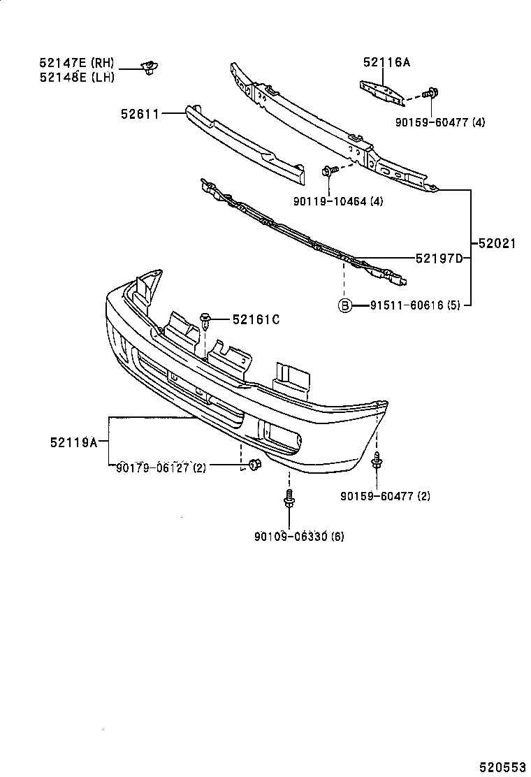 52021-60120 REINFORCEMENT SUB-ASSY, FRONT BUMPER product image