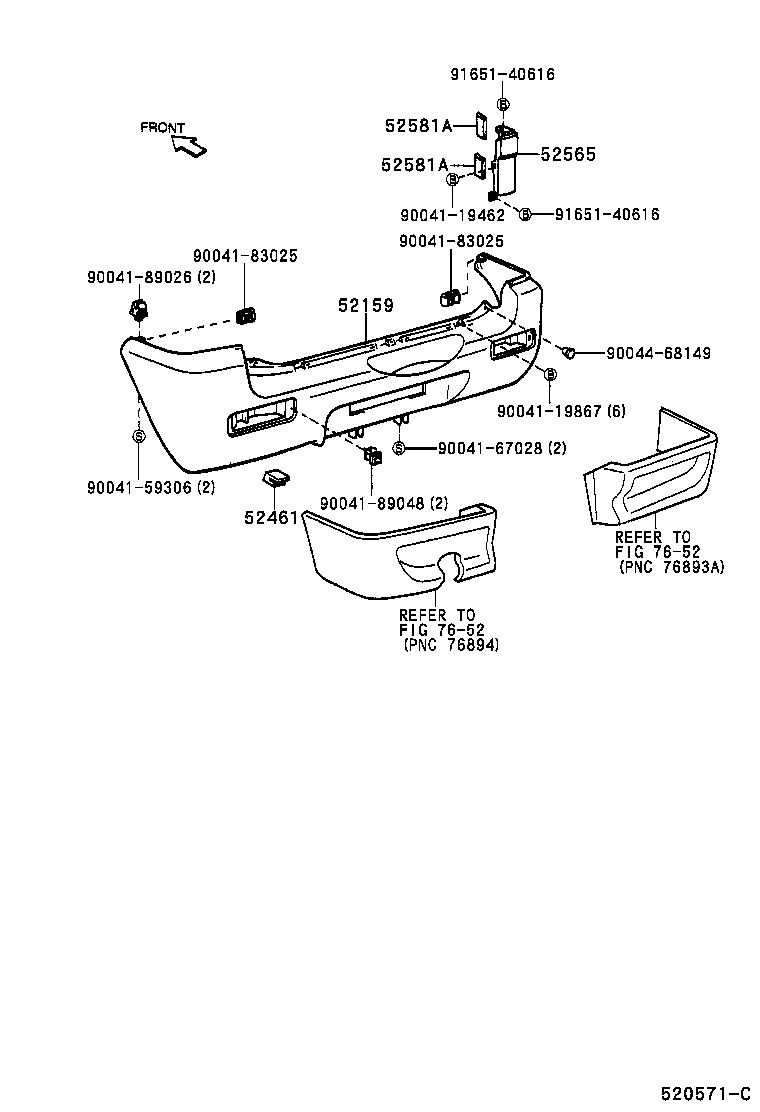52565-87401 FILLER, REAR BUMPER EXTENSION, RH product image