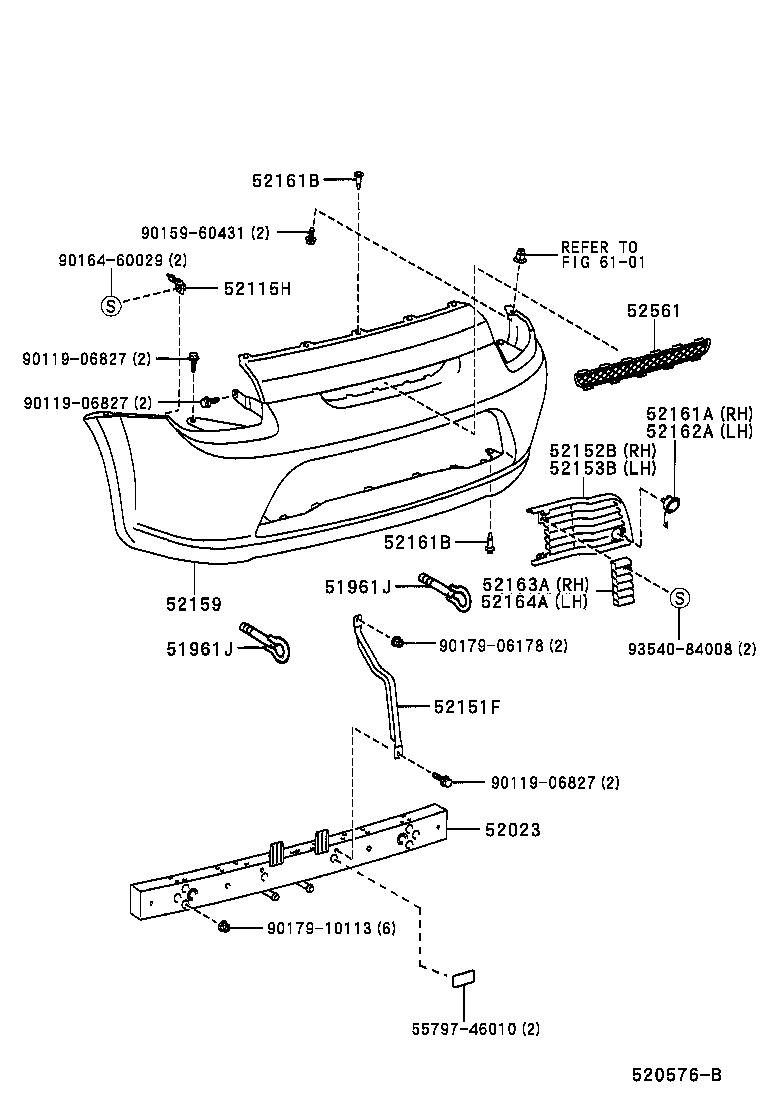 52153-17040 EXTENSION, REAR BUMPER, LH product image
