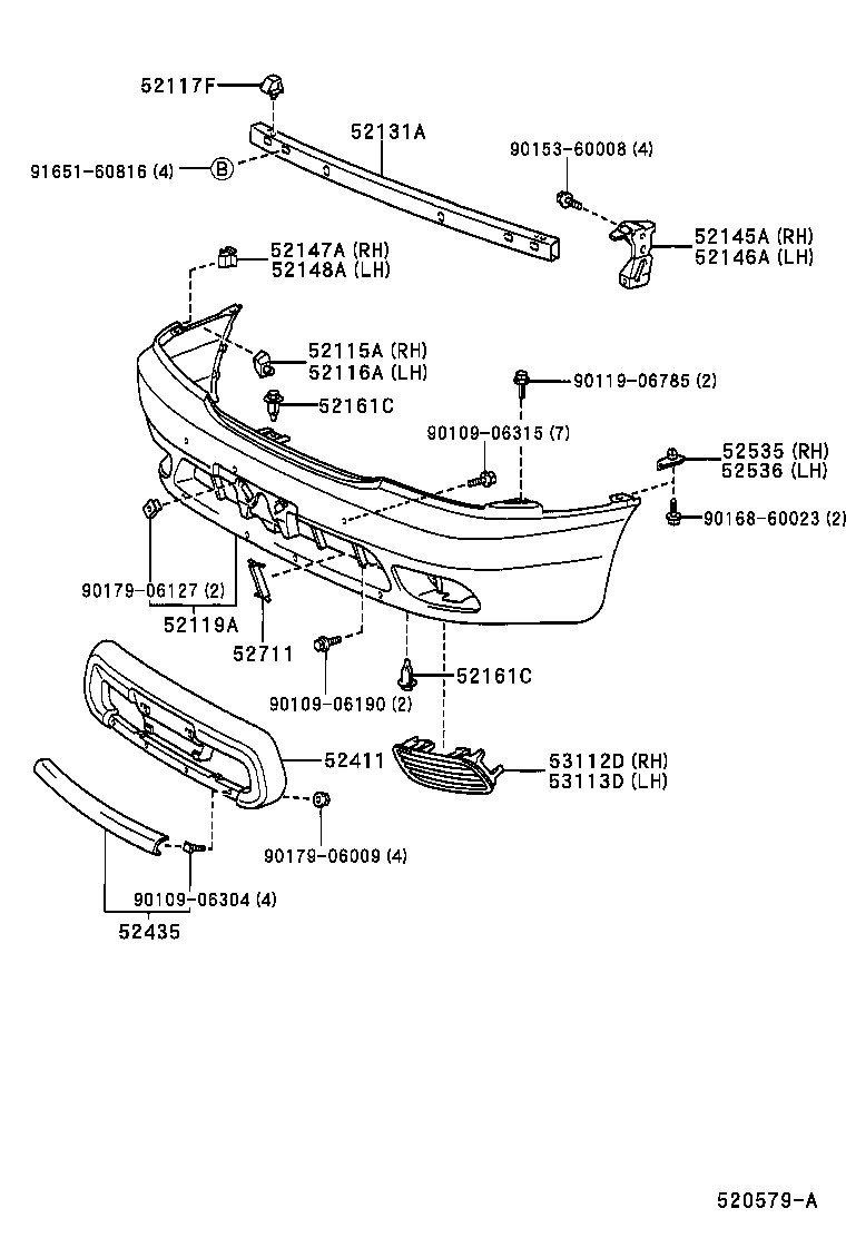 52145-21030 STAY, FRONT BUMPER, NO.2 RH product image