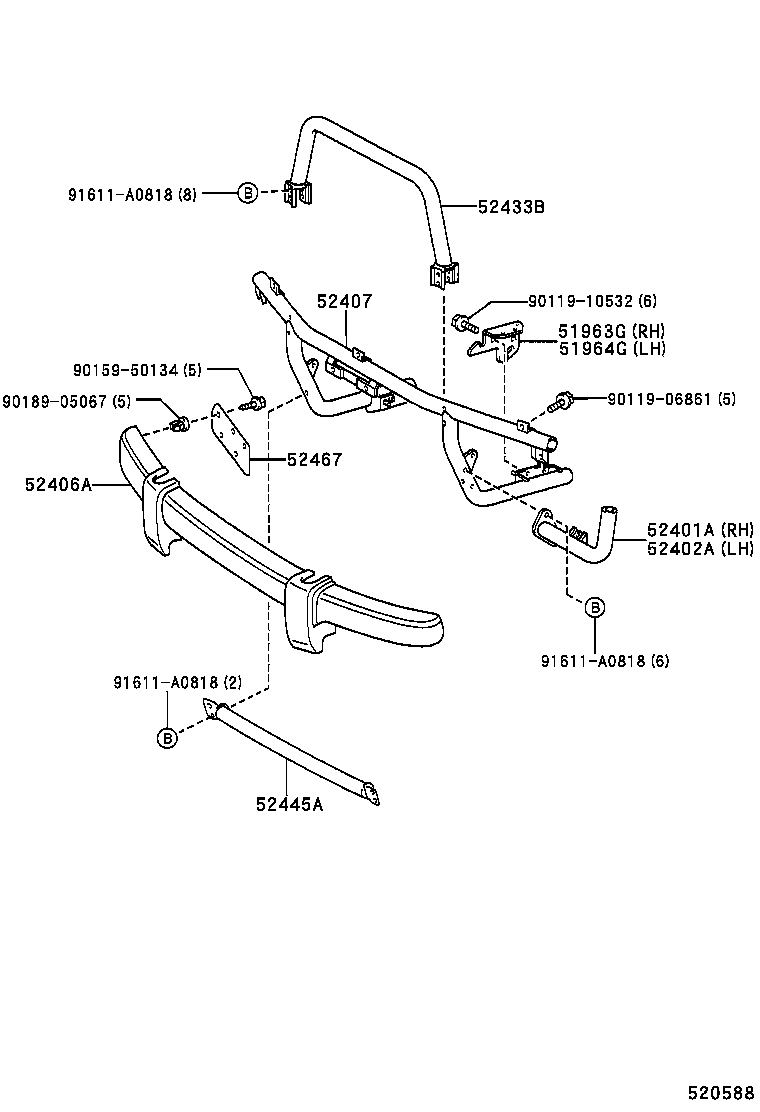52102-0B900 EXTENSION, FRONT BUMPER, RH product image