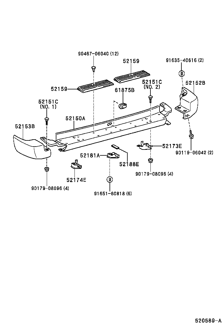 52153-0B050 EXTENSION, REAR BUMPER, LH product image