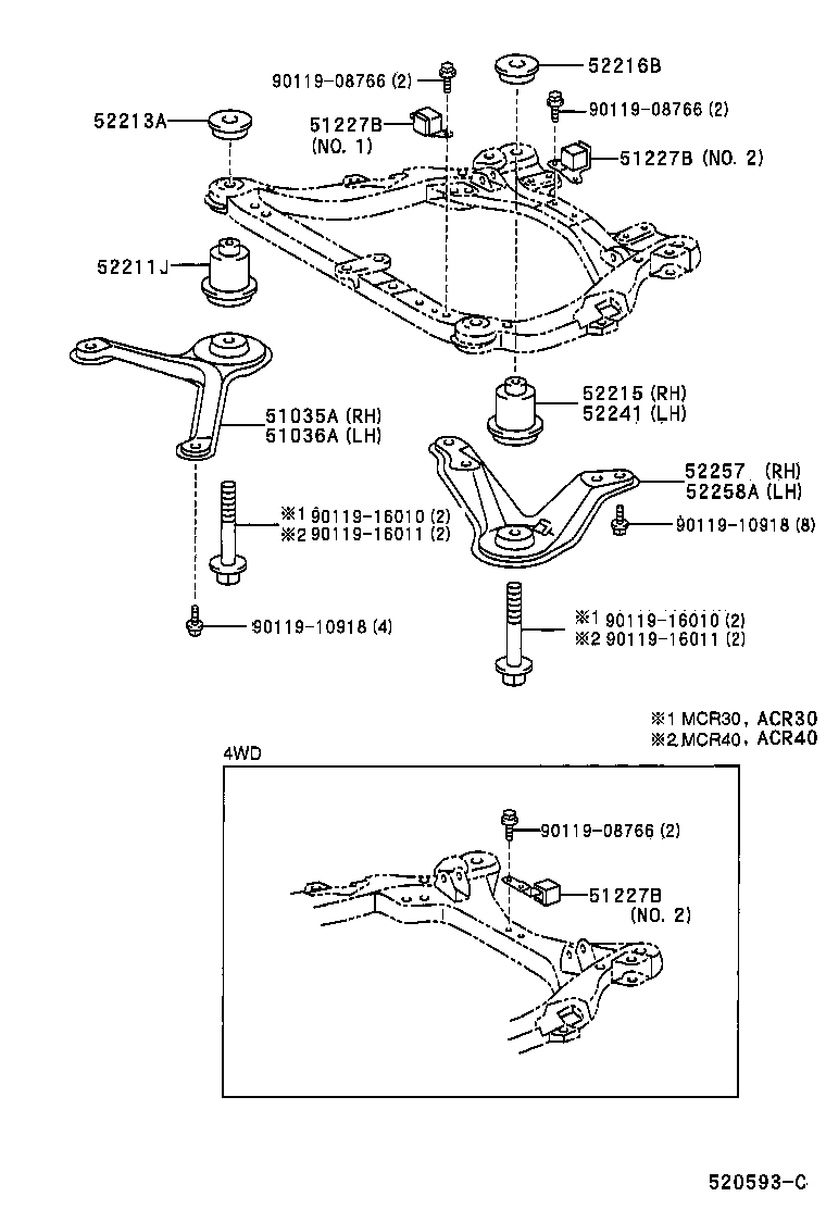 51023-28020 BRACE, FRONT SUSPENSION MEMBER, REAR RH product image