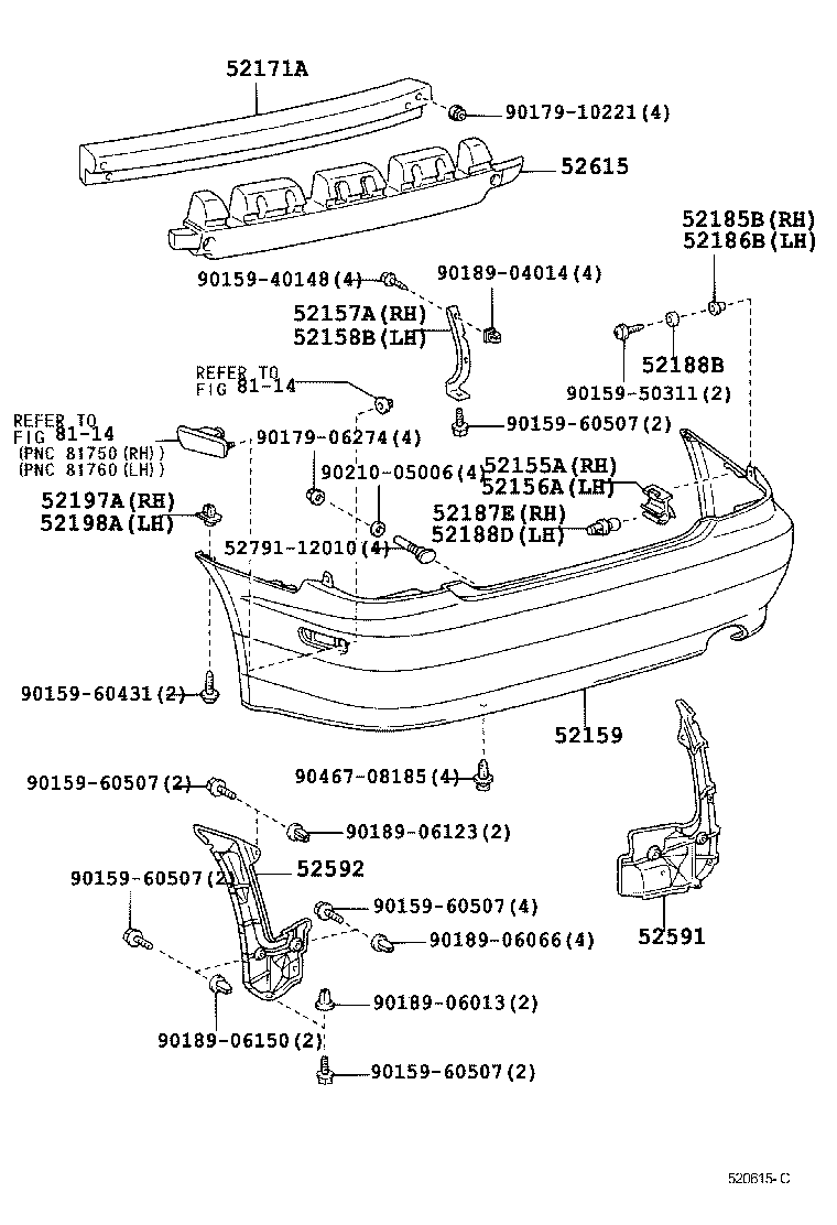 Toyota 52188-53010 SPACER, REAR BUMPER MOUNTING
