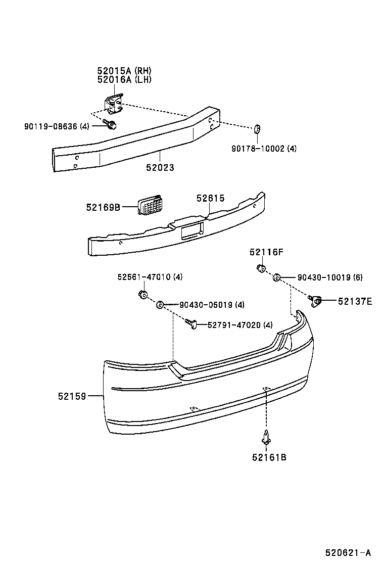 52182-47010 ARM SUB-ASSY, REAR BUMPER, LH product image